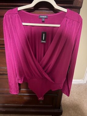 Express Magenta Wrap Bodysuit